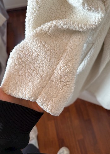 Beyaz Peluş Midi Kadın Kaban - Görsel 4