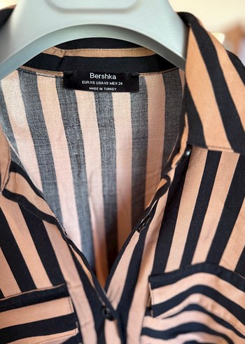 Kahverengi Çizgili Uzun Kadın Elbise - Görsel 2