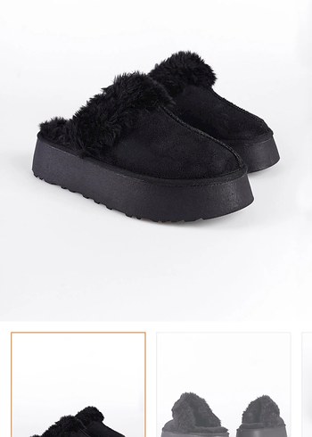 Siyah Kürklü Platform Topuklu Kadın terlik - Görsel 2