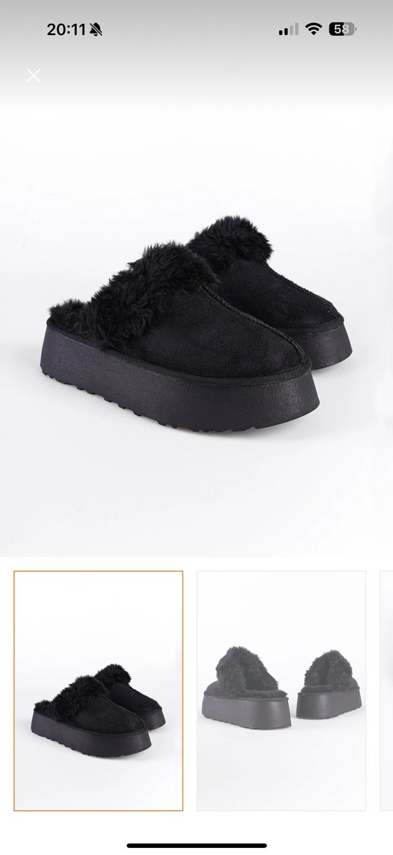 Siyah Kürklü Platform Topuklu Kadın terlik - Görsel 2