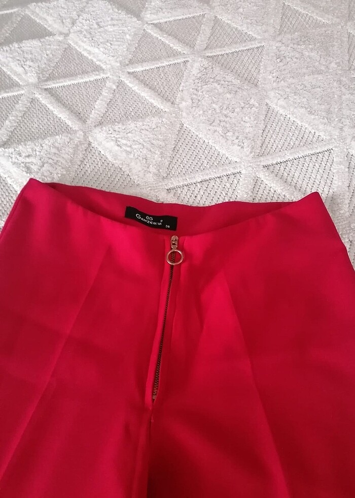 Kırmızı kumaş pantolon - Görsel 3