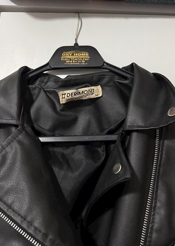 Kadın Siyah Kısa Deri Biker Ceket - Görsel 2