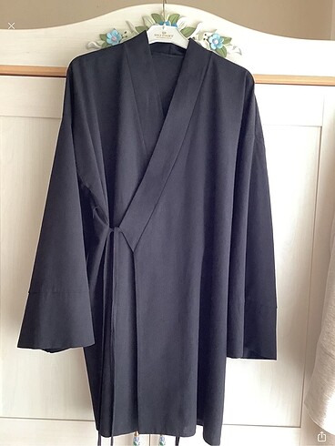 Siyah keten kimono