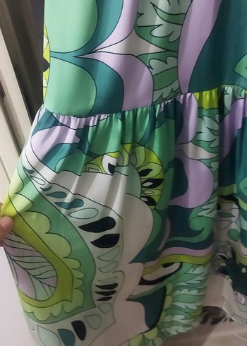 Bohem Çok Renkli Uzun Kollu Uzun Elbise - Görsel 2