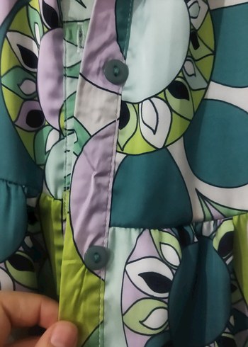 Bohem Çok Renkli Uzun Kollu Uzun Elbise - Görsel 3