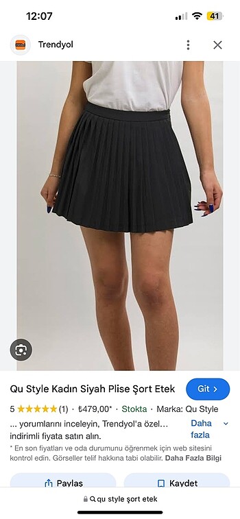 QU style mini piliseli şort etek