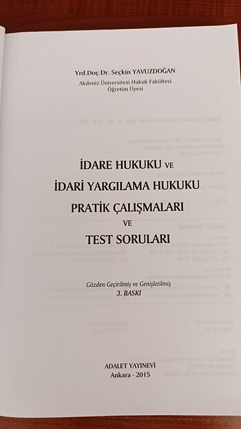  İdare ve İdari Yargılama Hukuku Pratik Çalışma kitabı ve Test 