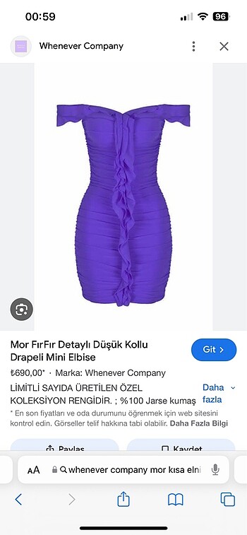 mor kısa abiye elbise