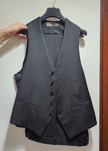 Düğmeli Siyah Erkek Ofis Takım Elbise - Görsel 2