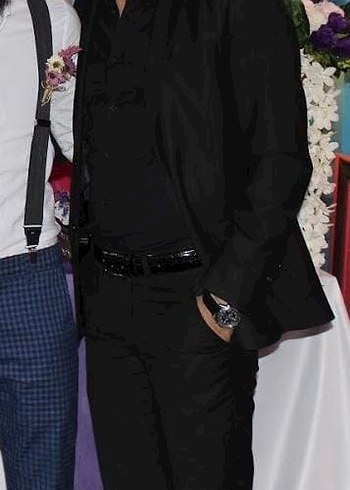 Düğmeli Siyah Erkek Ofis Takım Elbise - Görsel 4