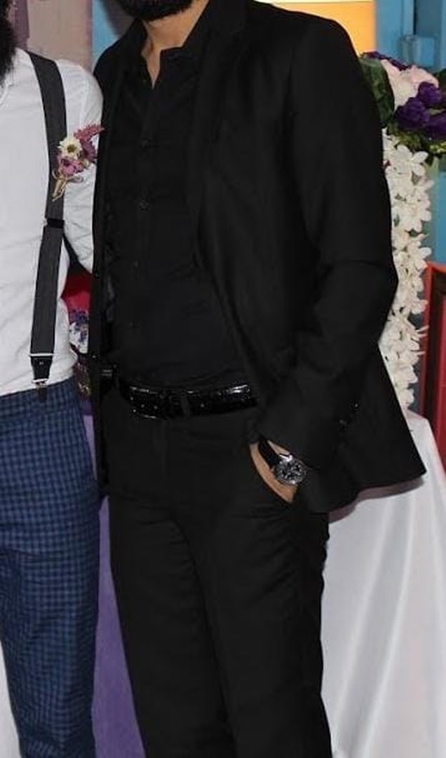 Düğmeli Siyah Erkek Ofis Takım Elbise - Görsel 4