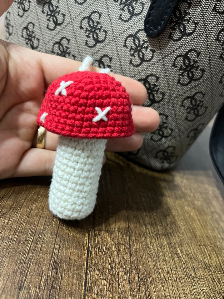 Renkli Örgü Mantar Anahtarlık - Görsel 4