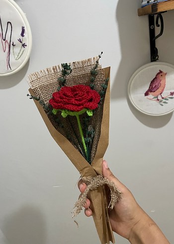 El Yapımı Bohem Kırmızı Gül Buketi - Görsel 3