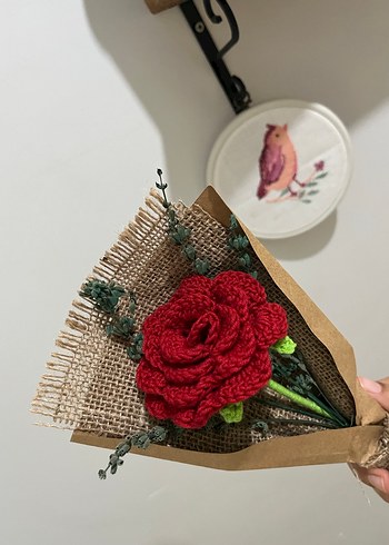 El Yapımı Bohem Kırmızı Gül Buketi - Görsel 4