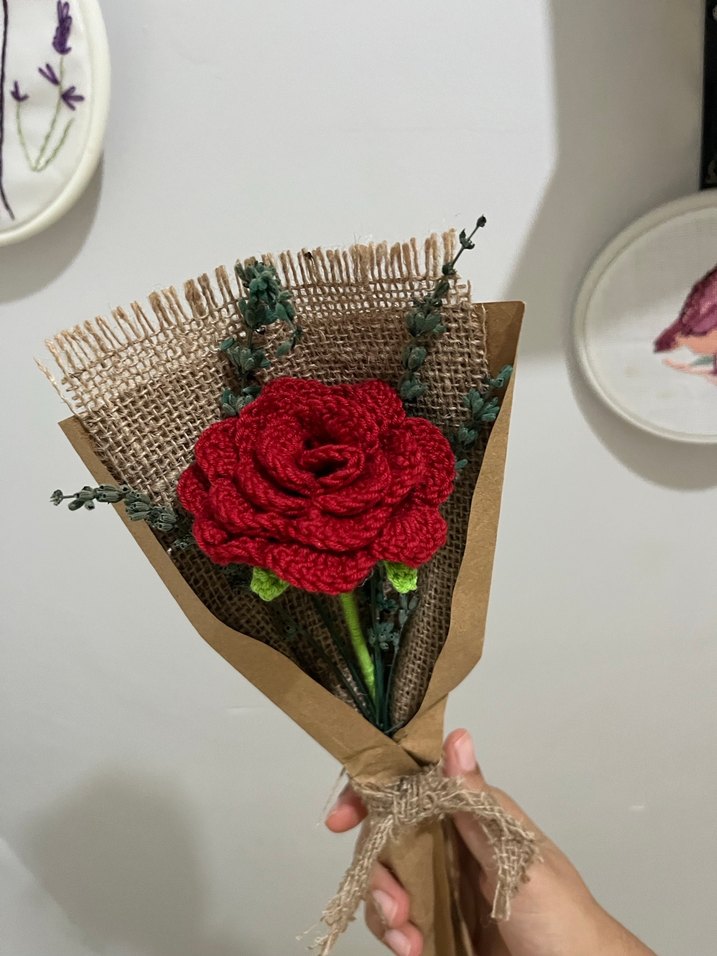 El Yapımı Bohem Kırmızı Gül Buketi - Görsel 2