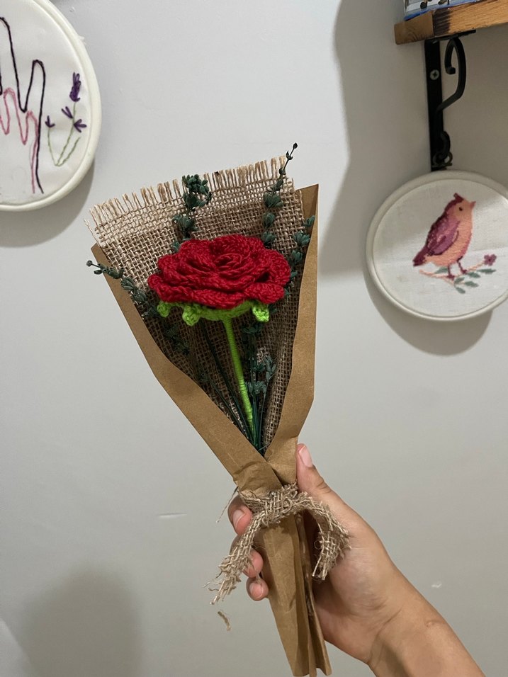 El Yapımı Bohem Kırmızı Gül Buketi - Görsel 3