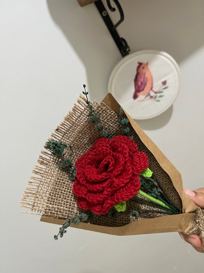 El Yapımı Bohem Kırmızı Gül Buketi - Görsel 4