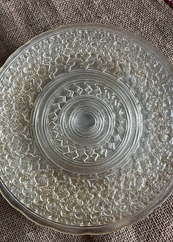 İşlemeli Desenli Beyaz Cam Tabak - Görsel 4