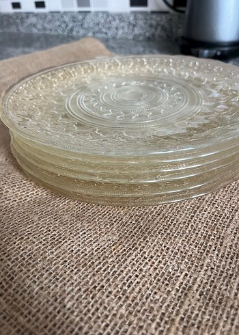 İşlemeli Desenli Beyaz Cam Tabak - Görsel 5