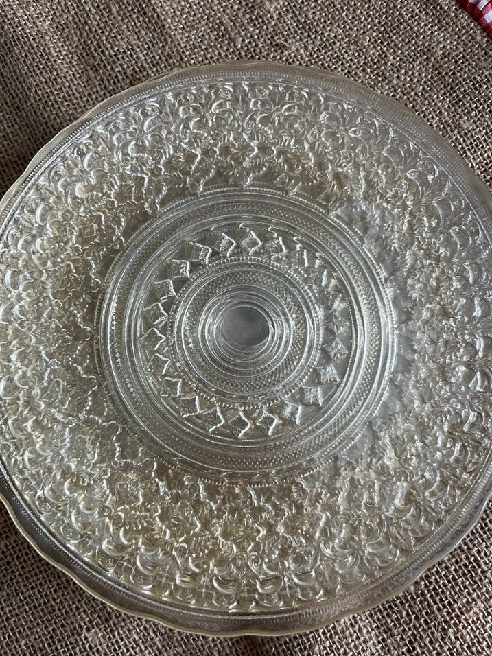 İşlemeli Desenli Beyaz Cam Tabak - Görsel 4