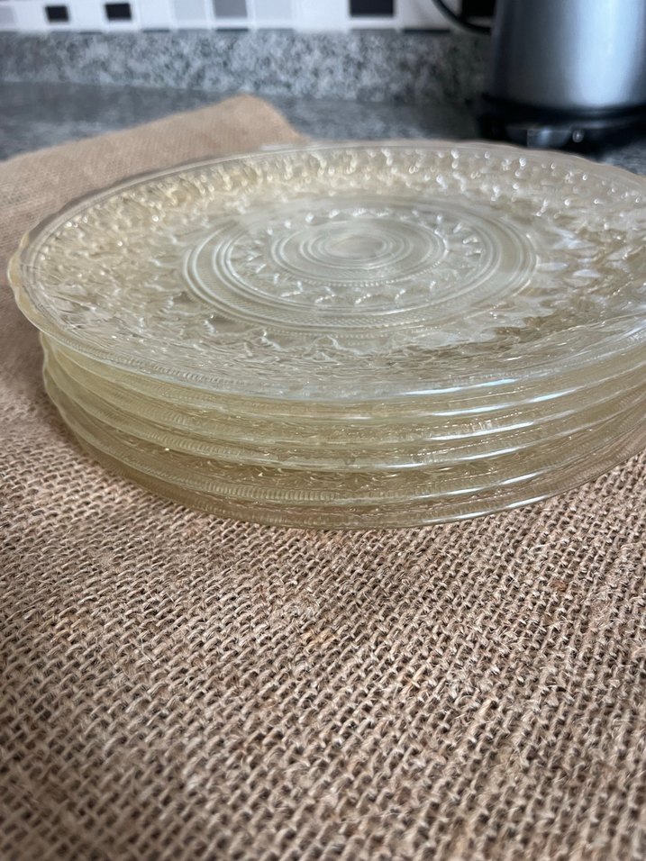 İşlemeli Desenli Beyaz Cam Tabak - Görsel 5