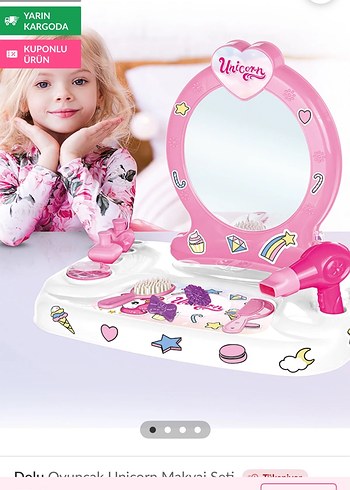 Pastel Pembe Çocuk Makyaj Masası - Görsel 5