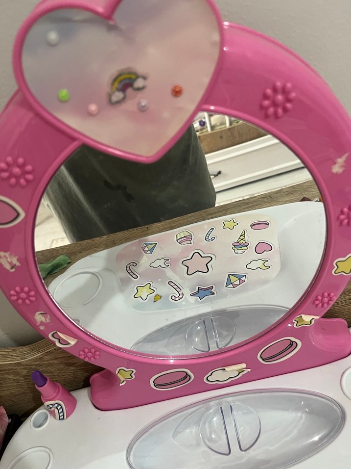 Pastel Pembe Çocuk Makyaj Masası - Görsel 4