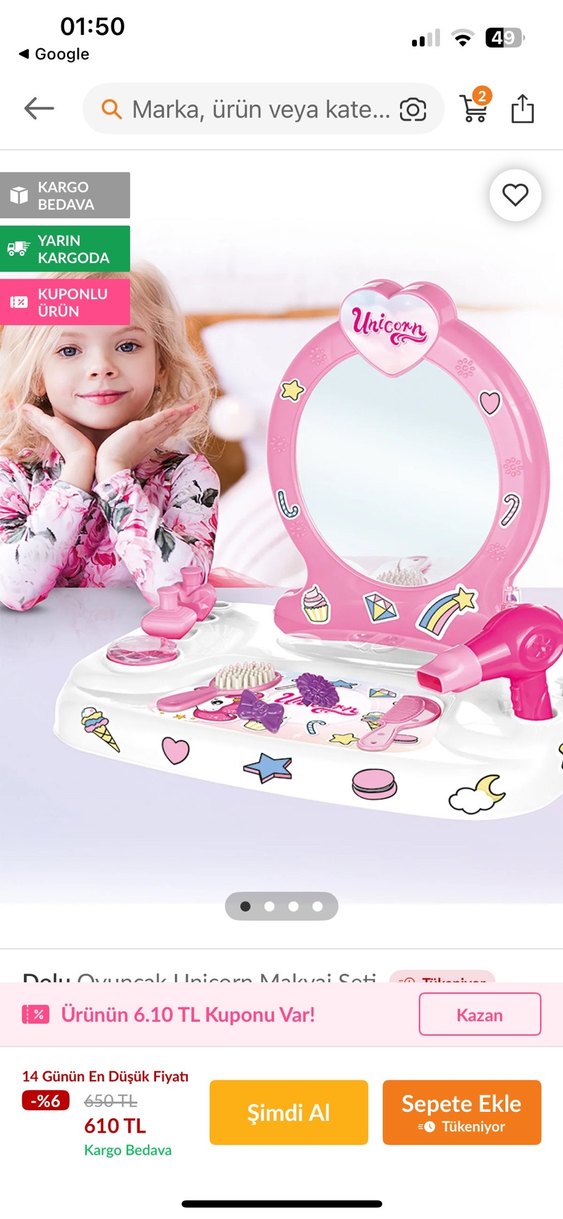 Pastel Pembe Çocuk Makyaj Masası - Görsel 5