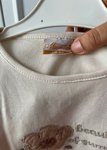 Kız Çocuk Bej Pamuklu Kısa Kollu Tişört etek takım - Görsel 4