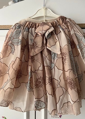 Kız Çocuk Bej Pamuklu Kısa Kollu Tişört etek takım - Görsel 2