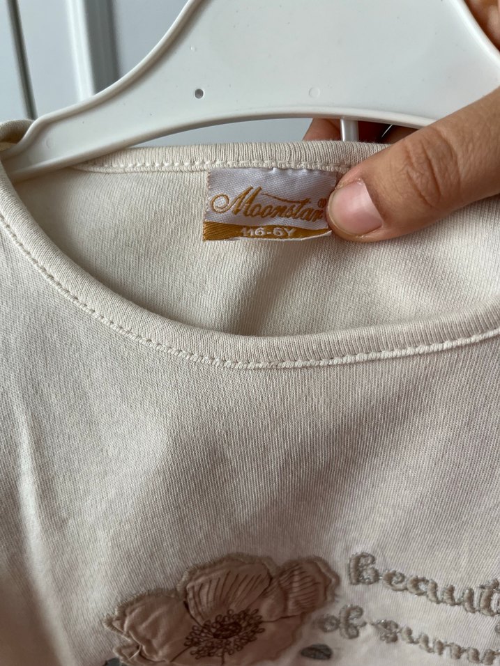 Kız Çocuk Bej Pamuklu Kısa Kollu Tişört etek takım - Görsel 4