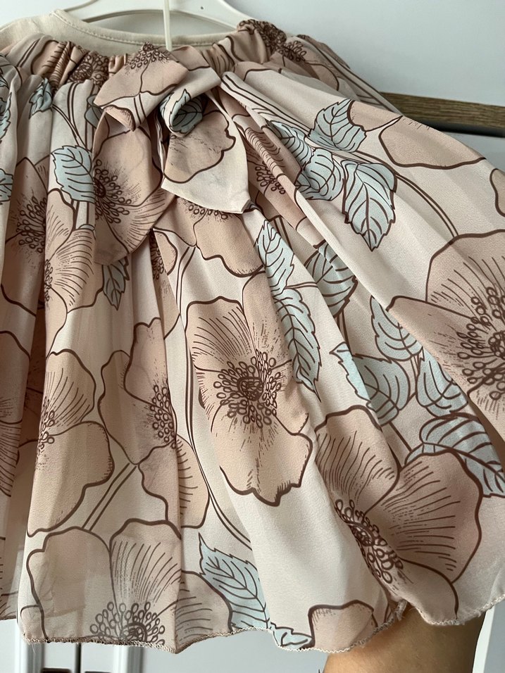 Kız Çocuk Bej Pamuklu Kısa Kollu Tişört etek takım - Görsel 3