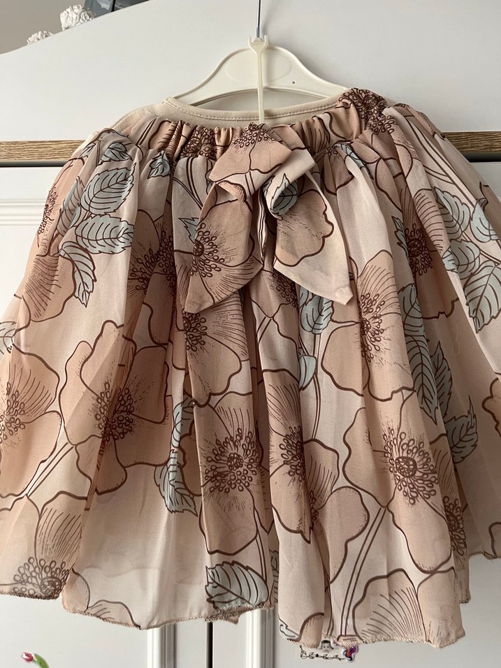 Kız Çocuk Bej Pamuklu Kısa Kollu Tişört etek takım - Görsel 2