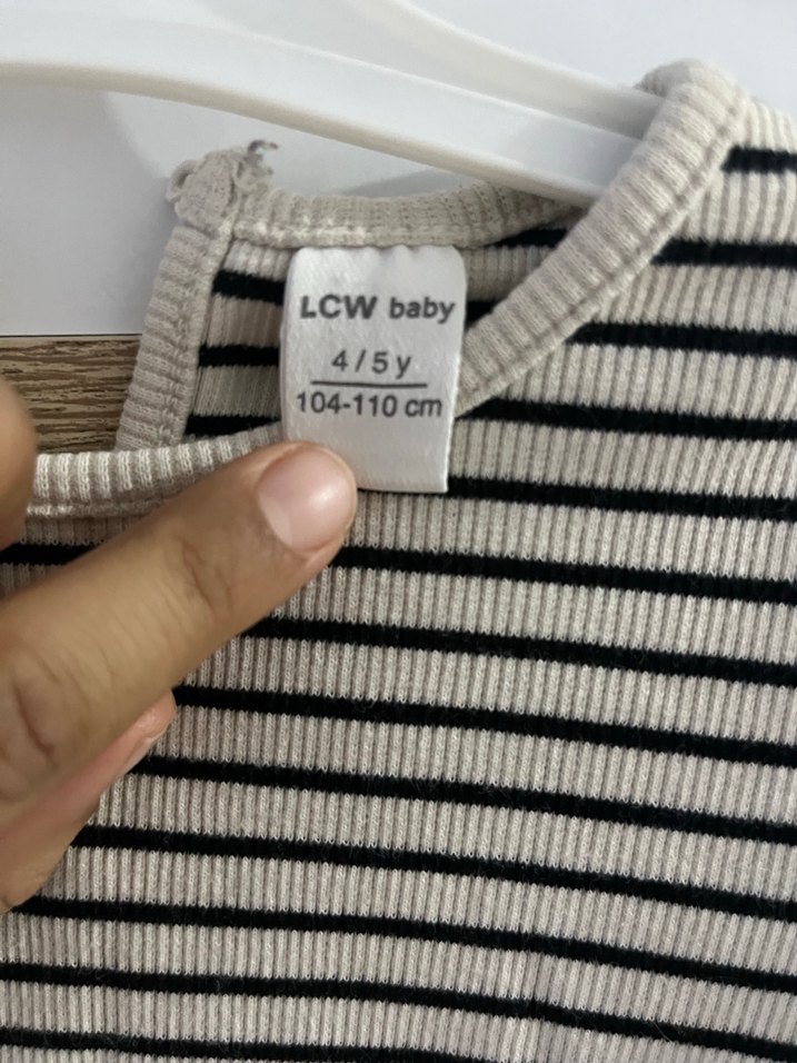 Kız Çocuk Siyah Beyaz Çizgili Pamuklu Bluz - Görsel 3