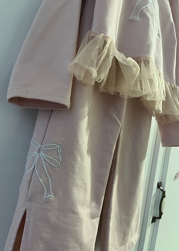 Pembe Fırfırlı Uzun Kollu Bebek Kız Takımı - Görsel 2