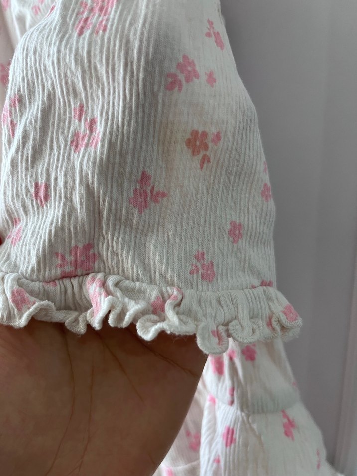 Kız Çocuk Keten Düğmeli şort tişört takım - Görsel 4