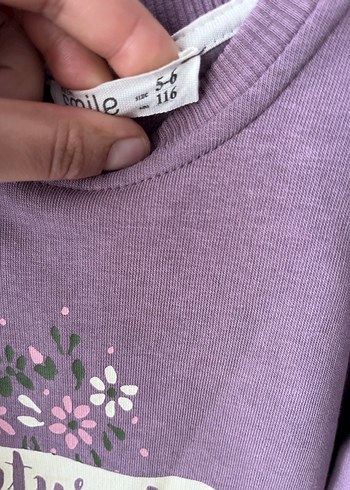 Mor Baskılı Uzun Kollu Kız Elbisesi - Görsel 2