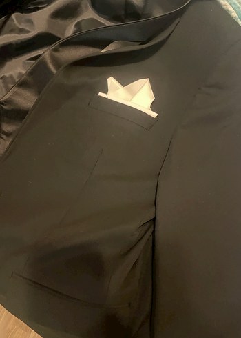 Siyah Erkek Takım Elbise Notch Yaka damatlık olarak alındı - Görsel 4