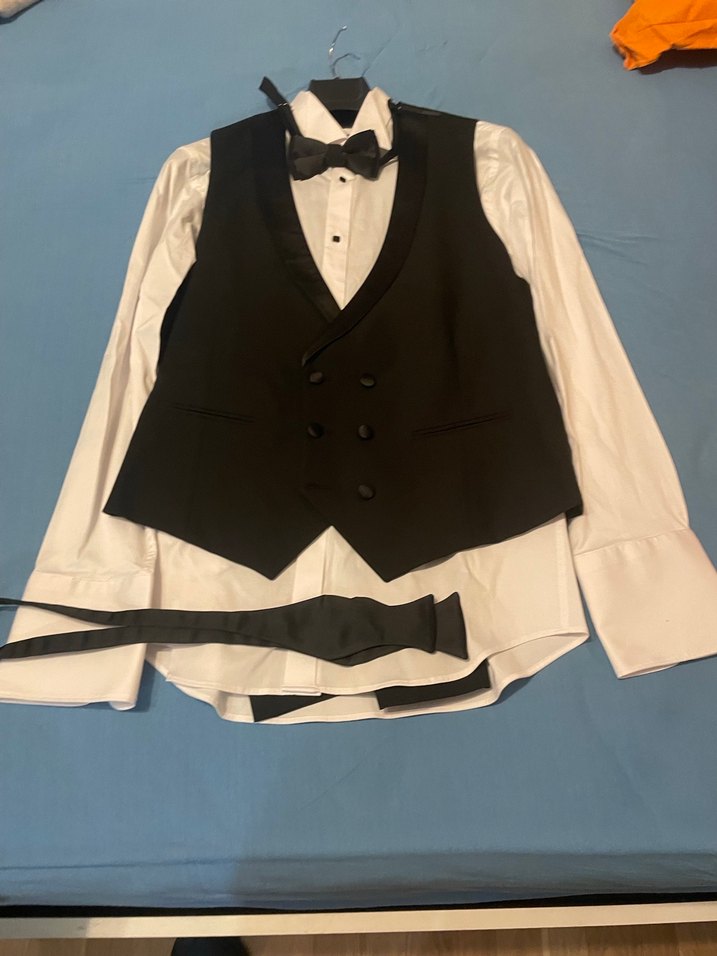 Siyah Erkek Takım Elbise Notch Yaka damatlık olarak alındı - Görsel 5