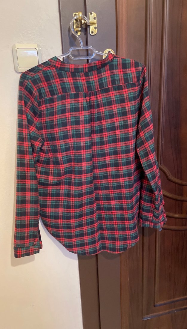 Kadın Kırmızı Kareli Uzun Kollu Gömlek - Görsel 2