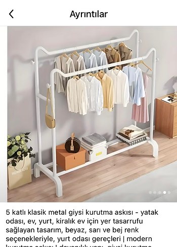 Beyaz Ayarlanabilir Çok Katlı Askılık - Görsel 3