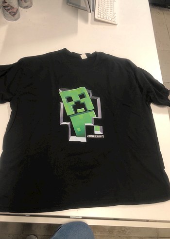 Minecraft Baskılı Siyah Erkek Tişört