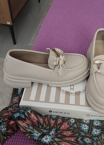 38 Beden Bej zincirli loafer ayakkabı