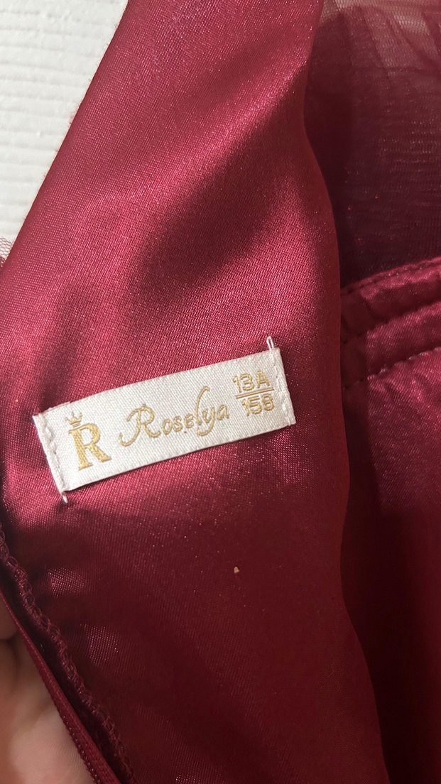 Bordo Uzun Abiye Elbise Fırfırlı Detayl - Görsel 2