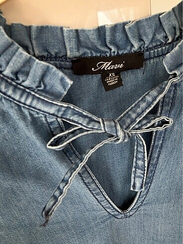 Mavi Jeans Mavi fırfırlı denim kot gömlek