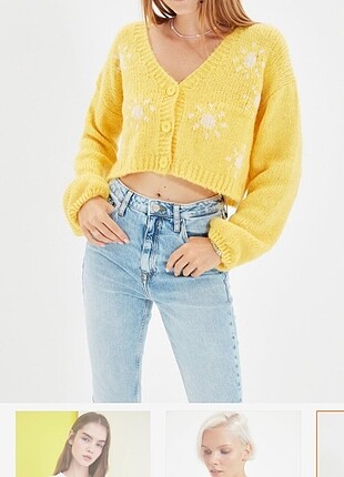 m Beden sarı Renk Trendeyol crop hirka