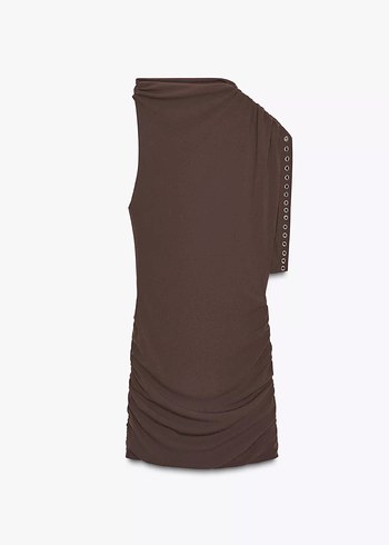 Zara Kahverengi Drapeli Elbise - Görsel 2