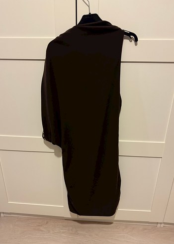 Zara Kahverengi Drapeli Elbise - Görsel 5