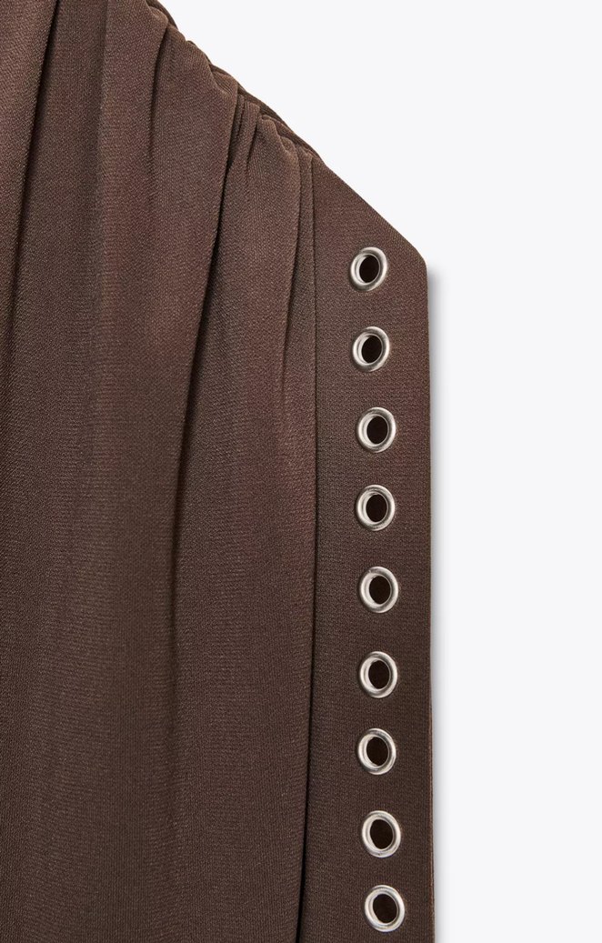 Zara Kahverengi Drapeli Elbise - Görsel 4