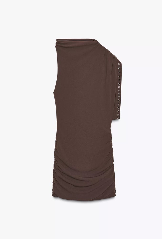 Zara Kahverengi Drapeli Elbise - Görsel 2